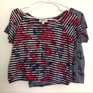 Aeropostale Floral Anchor Short Sleeve Shirts Tops